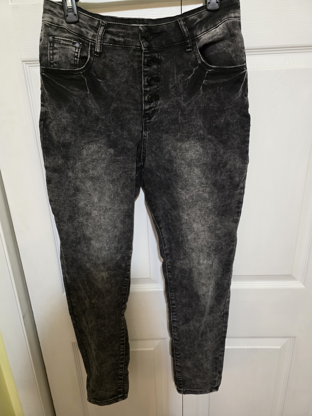 Women’s Washed Black High-Rise Button-Fly Jeans